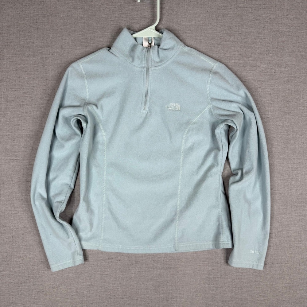 The North‎ Face TKA 100 Womens S Light Blue Quarter Zip Fleece Pullover Jacket